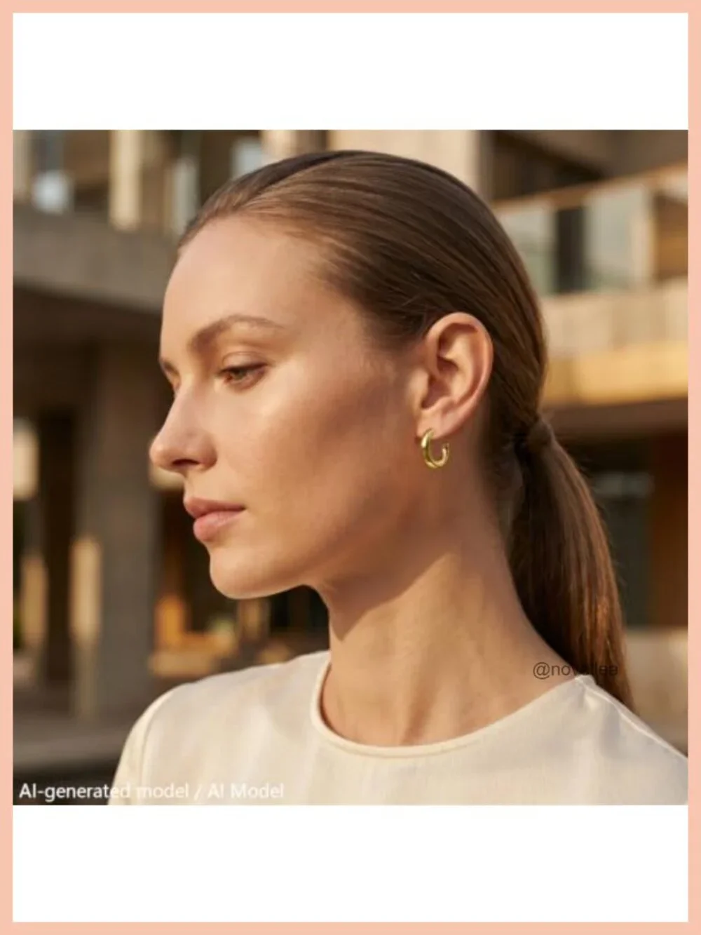 18K Yellow Gold Plated Chunky Hoop Earrings Hypoallergenic Lightweight for Women